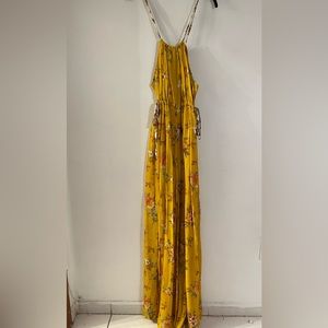 Wide leg flower print romper